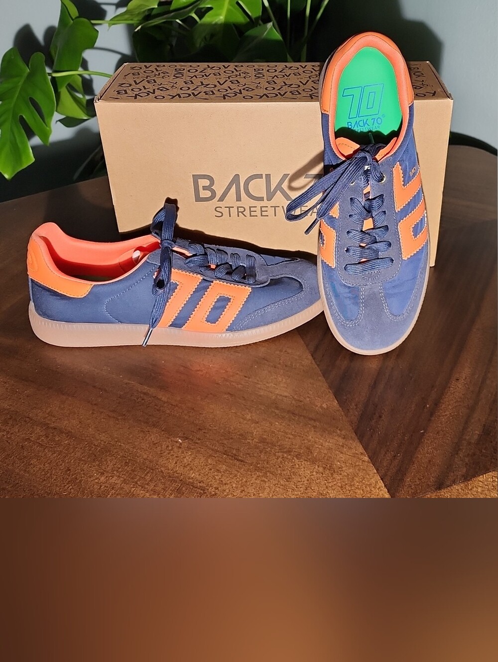 Back 70'  Streetwear Tennis Shoes Women’s Navy and Orange Sneakers Size 38
